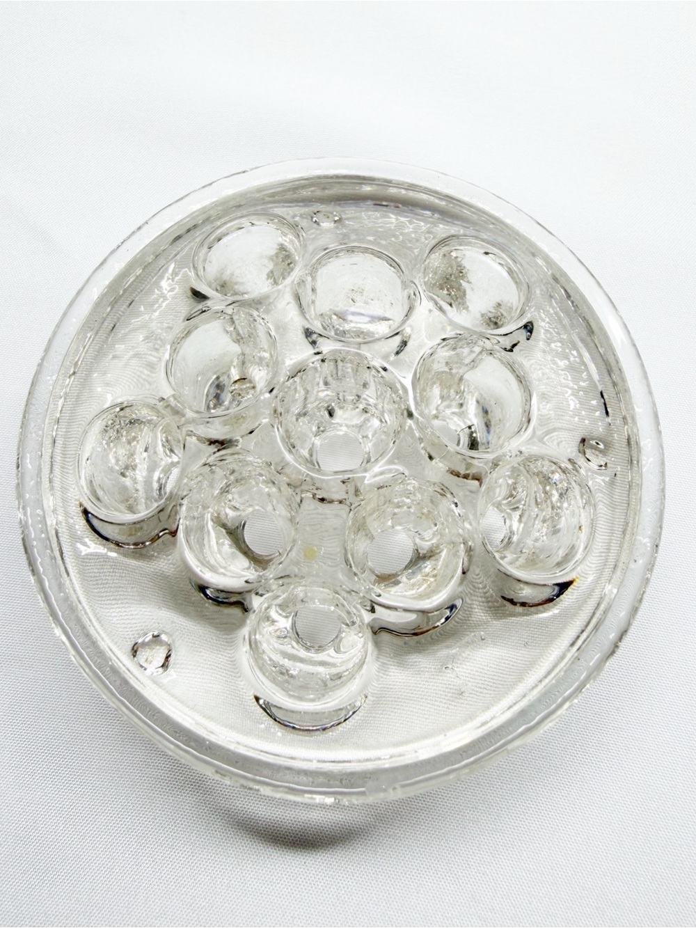 Vintage 11 Hole Clear Glass Flower Frog